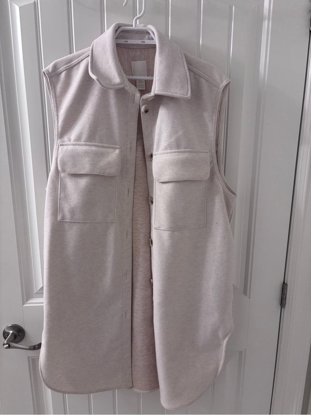 H&M Light Beige Sleeveless Button-Front Utility Vest